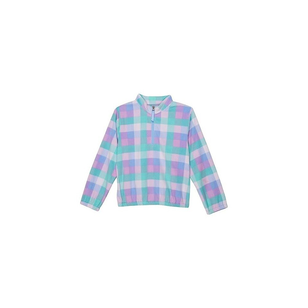 O'Neill Shiloh Sweatshirt Girls Large Blue Check Long Sleeve Quarter-Zip GBO217